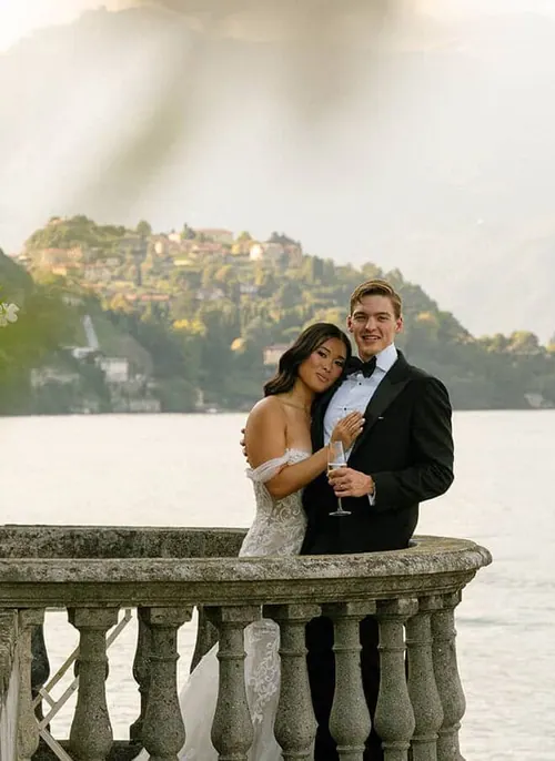 Laura & Ben celebrating in Lake Como, Italy